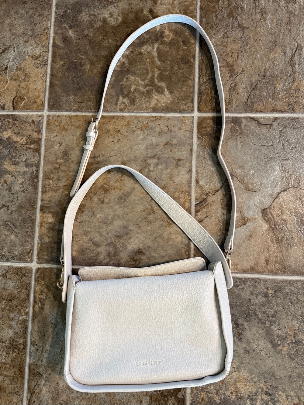 Louenhide Ivory Pebbled Shoulder Bag with Adjustable Strap